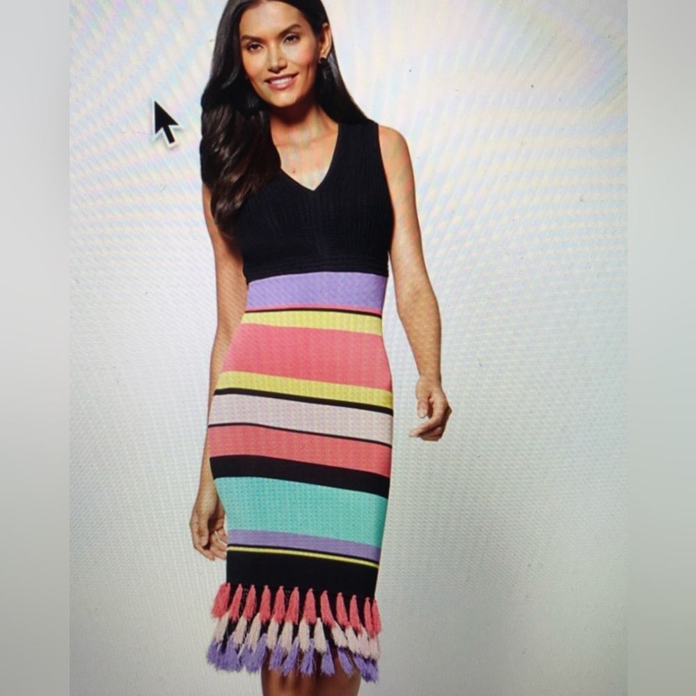 New York & Company Colorful Striped Midi Dress